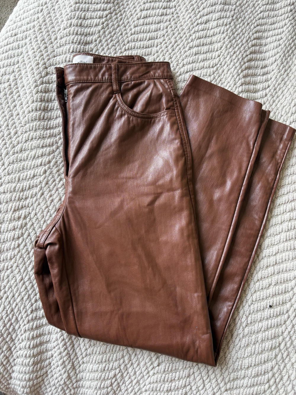 Wilfred Brown Leather-Look Slim Pants